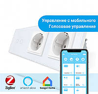 Сенсорний Wi-Fi вимикач Livolo ZigBee 2 канали з двома розетками білий скло (VL-C702Z/C7C2EU-11) VL-C702Z/C7C2EU-11 Сенсорний Wi-Fi вимикач Livolo ZigBee 2 канали з двома розетками білий скло (VL-C702Z/C7C2EU-11)