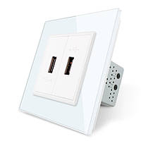 Розетка два USB з блоком живлення 2.1 А 5V Livolo білий скло (VL-C792U-11) VL-C792U-11 Розетка два USB з блоком живлення 2.1 А 5V Livolo білий скло (VL-C792U-11)