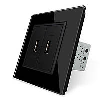 Розетка два USB з блоком живлення 2.1 А 5V Livolo чорний скло(VL-C792U-12) VL-C792U-12 Розетка два USB з блоком живлення 2.1 А 5V Livolo чорний скло(VL-C792U-12)