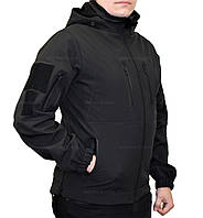 Куртка тактическая  ветровлагозащитная Soft Shell Outdoor Black на флисе