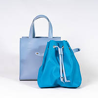 Женская сумка с косметичкой в 2-х цветах. Голубой.