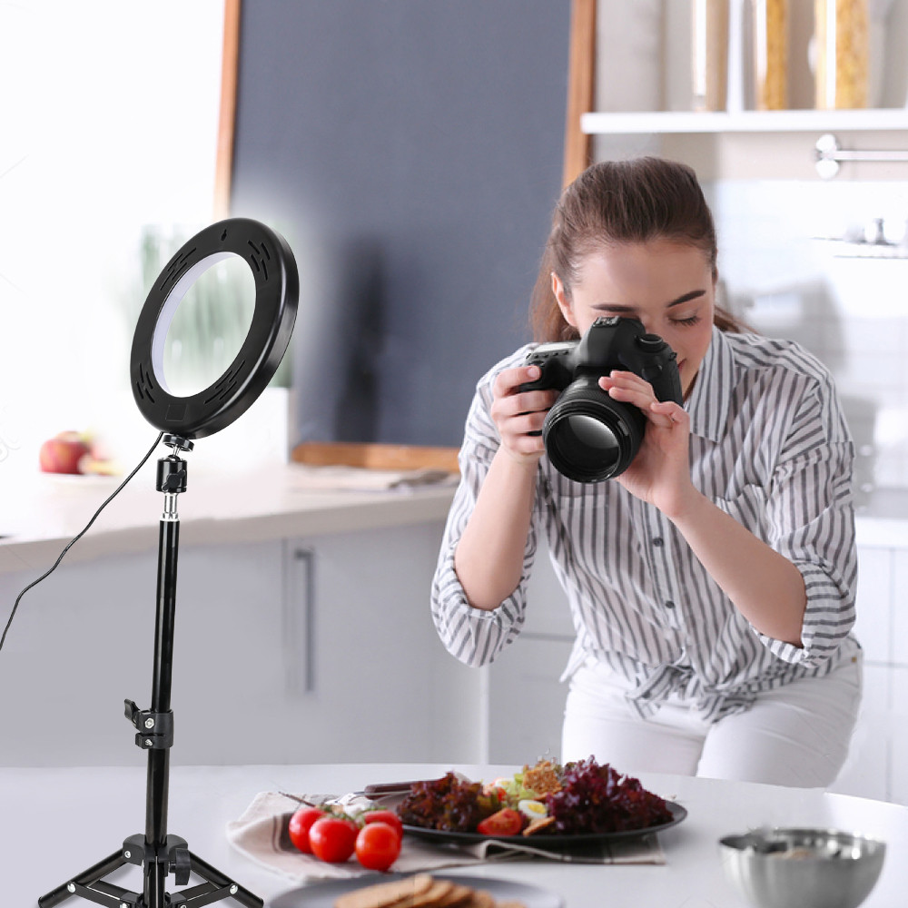 Кільцеве LED світло ZM118 (10" - 27см) з пультом, USB, стійкою 80 см та шарніром для предметної зйомки