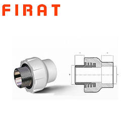 Муфта поліпропіленова з зовнішнім різьбленням (НР) 20х3/4" Firat
