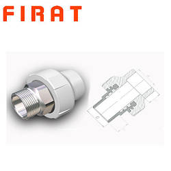 Муфта поліпропиленова з зовнішнім різьбленням під ключ 32х1" Firat