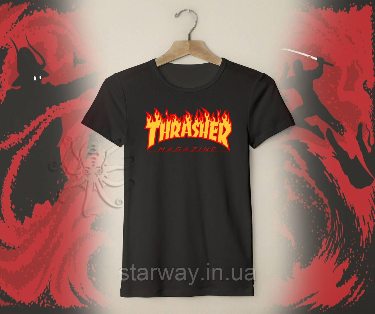 Белая женская футболка трэшер | thrasher logo - фото 4 - id-p524809564