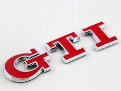 Шильдик напис GTI (червоний) на кришку багажника GTI червоний