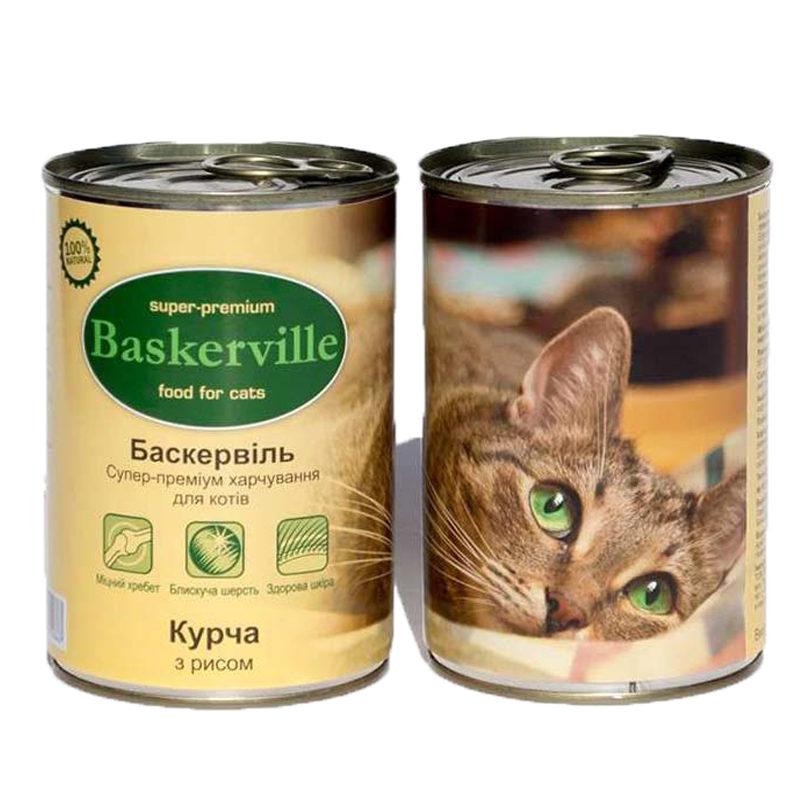 Baskerville (Баскервіль) - Консерва для котів, курка з рисом (400г)