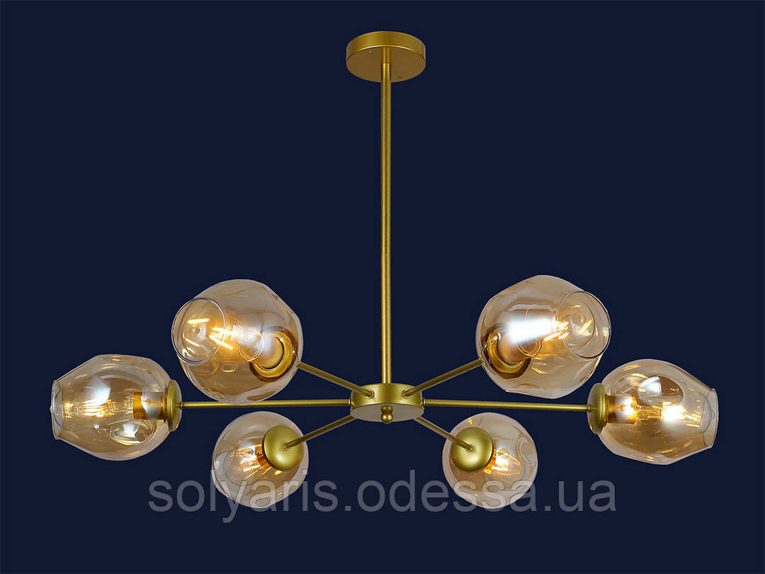 Люстра молекула лофт 7526039-6 золото, прозорий, коньяк