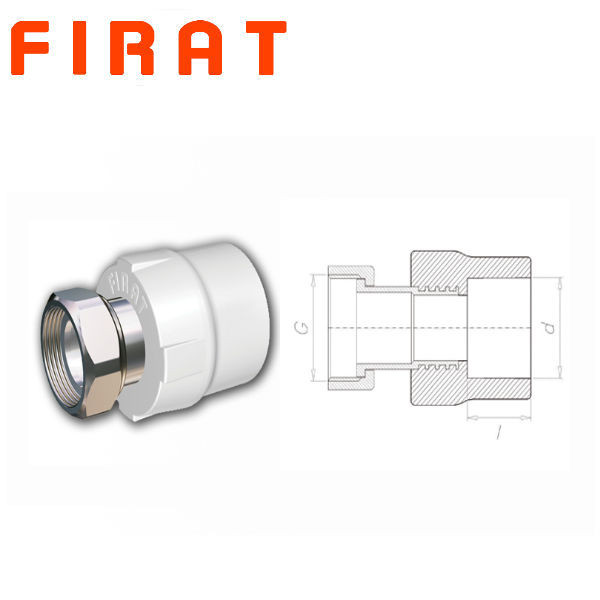 Муфта поліпропиленова з накидною гайкою 25x3/4" Firat, фото 1