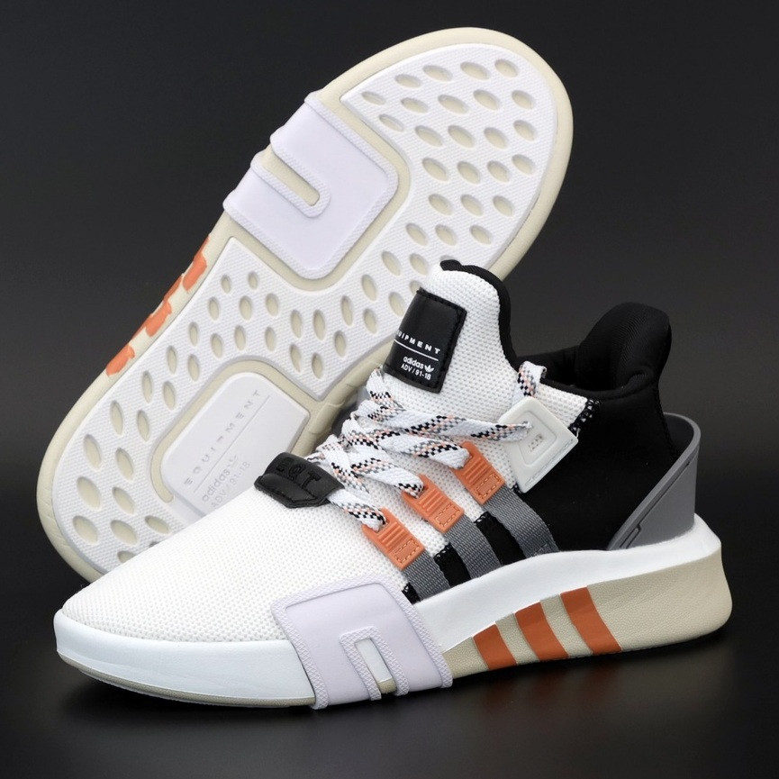 Чоловічі кросівки Adidas EQT Bask White Black літні у сітку 41-45. Живе фото (топ ААА+)