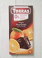 Шоколад чорний із апельсином без цукру Torras 75г (Іспанія)
