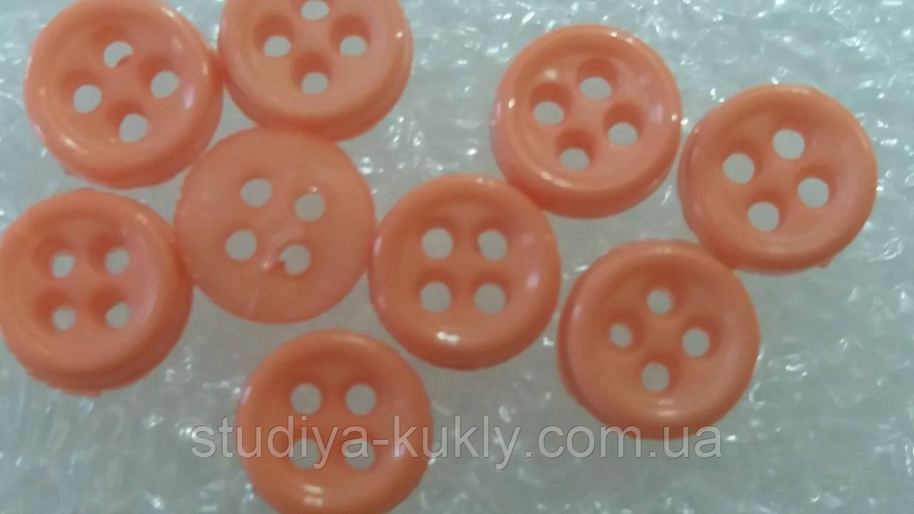 Гудзик для ляльок міні, 6 мм. Помаранчевий. №3/4, фото 1