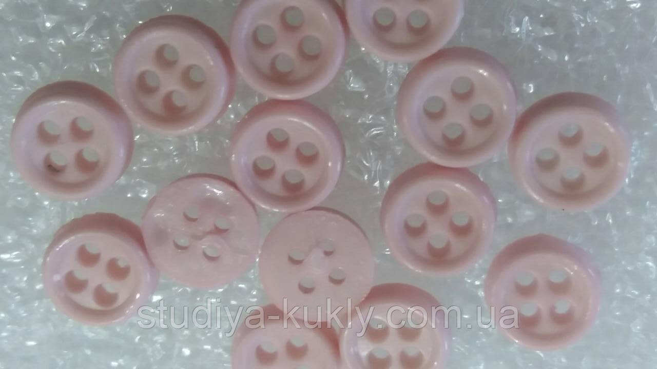 Гудзик для ляльок міні, 6 мм. Ніжно рожевий. №6/4, фото 1