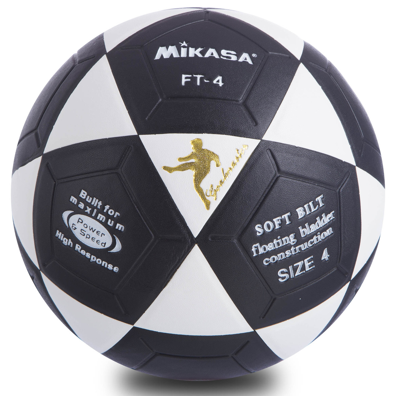 Футбольний м'яч для вулиці і тренування 4 розмір МІКАСА MIKASA Клеєний ПВХ Чорно-білий (FB-0451)