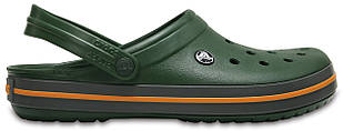 Чоловічий Крокс темно-зеленого кольору з оранжевою смугою Crocs Crocband Сабо Crocs