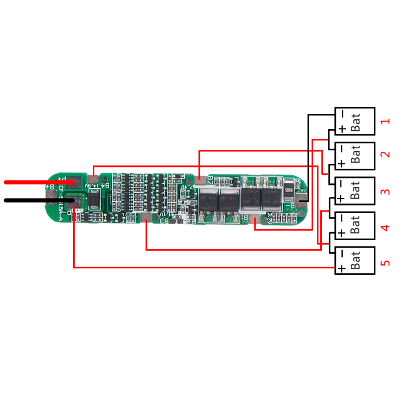 Плата захисту BMS 5S 15A 18-21V для Li-Ion 18650 одноряд.