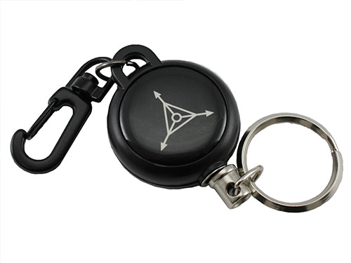 Ретрактор, витяжний брелок для карт доступу, бейджа, трос сталь 60см, фото 1