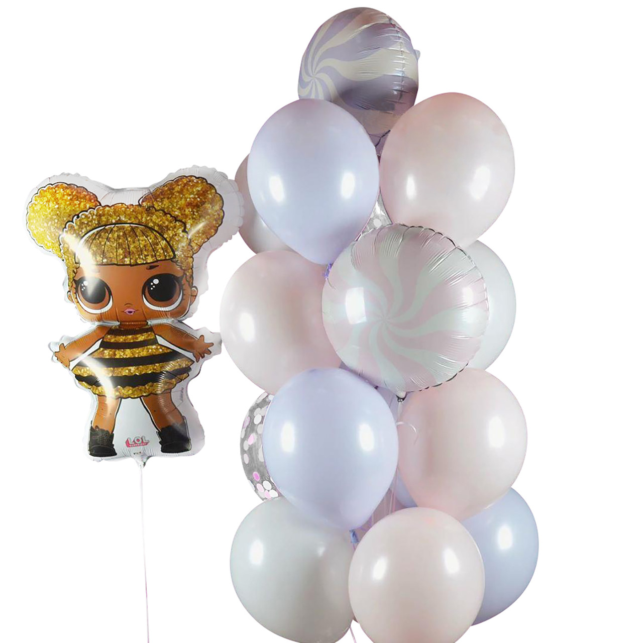 Букет з повітряних кульок на день народження і лялька лол кулька