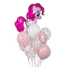 Рожеві кульки на день народження з фігурою Пінкі Пай