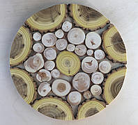 Деревянная подставка под горячее двухсторонная, диаметр 22 см
