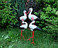 Сім'я з чотирьох лелек для саду, лелеки з лелеченями - садові фігури з кераміки на металевих лапках ББУК, фото 4