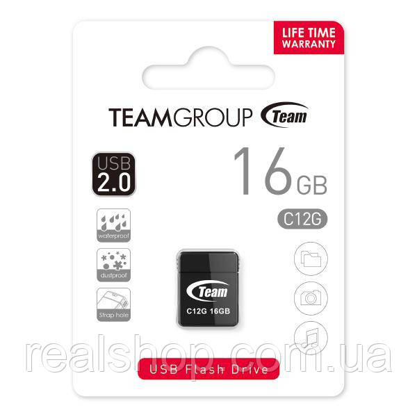 Флешка USB 16Gb Team C12G, Black (TC12G16GB01) Shorty series, фото 1