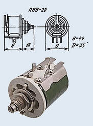 Резистор ППБ-25Д 3,3 Ом ± 10% змінний, дротовий, регулювальний
