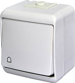 Вимикач кнопка "дзвінок" IP54 ETI VHE-4 білий зовнішній самозатискний 10А 250В HERMETICS 4668003 (вологозахищений)