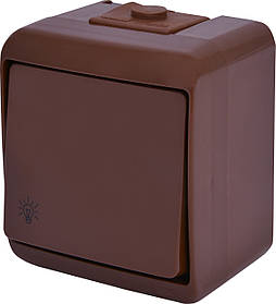 Вимикач кнопка "світло" IP54 ETI VHE-5-KR коричневий зовнішній самозатискний 10А 250В HERMETICS 4668044 (вологозахищений)