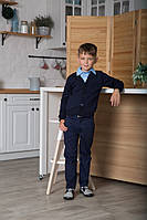 Шкільна кофта пуловер, на гудзиках, темно-синя, SmileTime ШКОЛА