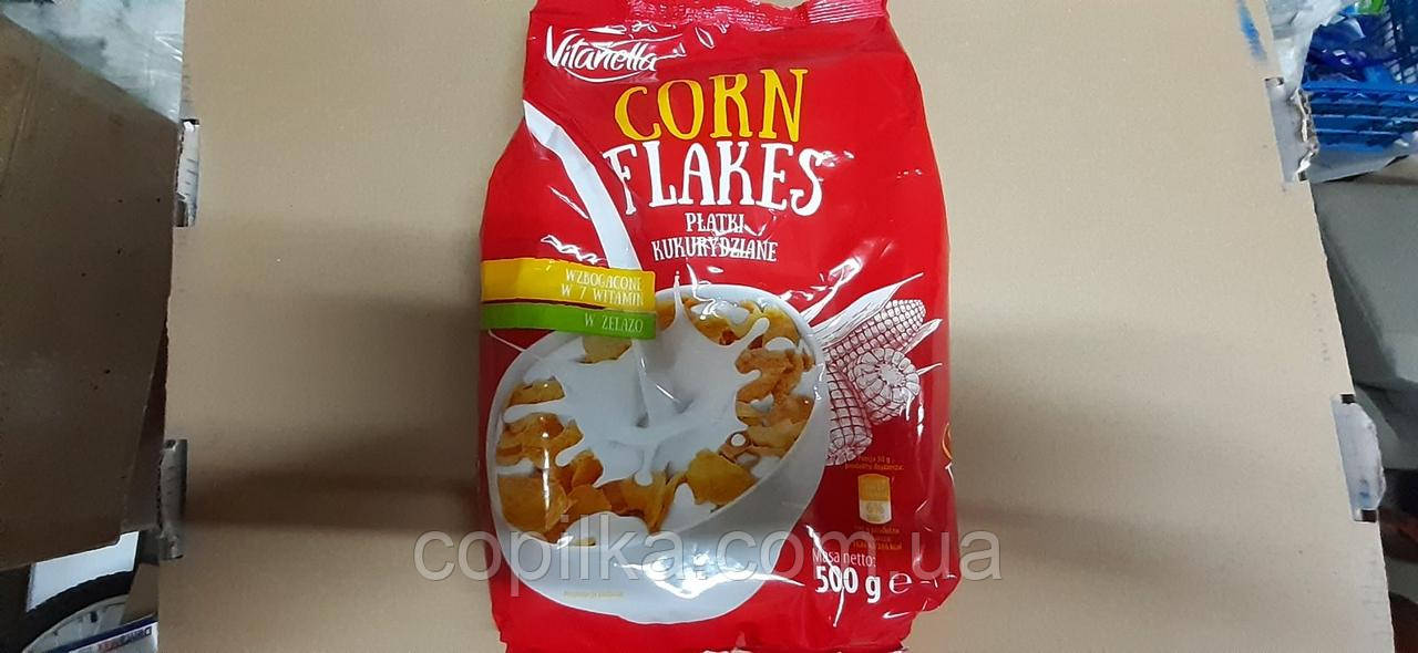 Кукурудзяні пластівці VITANELLA CORN FLAKES 500грам.польща.