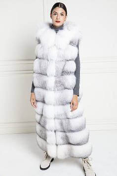 Жилет із лисиці з капюшоном, довжина 130 см