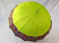 Женский зонт-трость 16 спиц с узором по краю купола цвет салатный