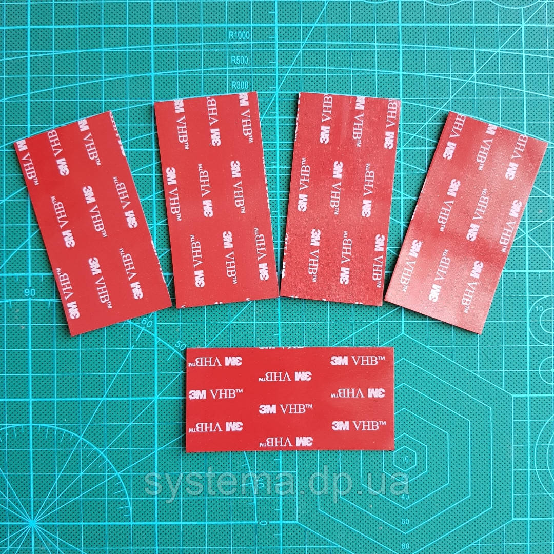 Двосторонній скотч 36х56х1,1 мм для кріплення датчиків і відеокамер, чорний, комплект 5 шт. 3M VHB