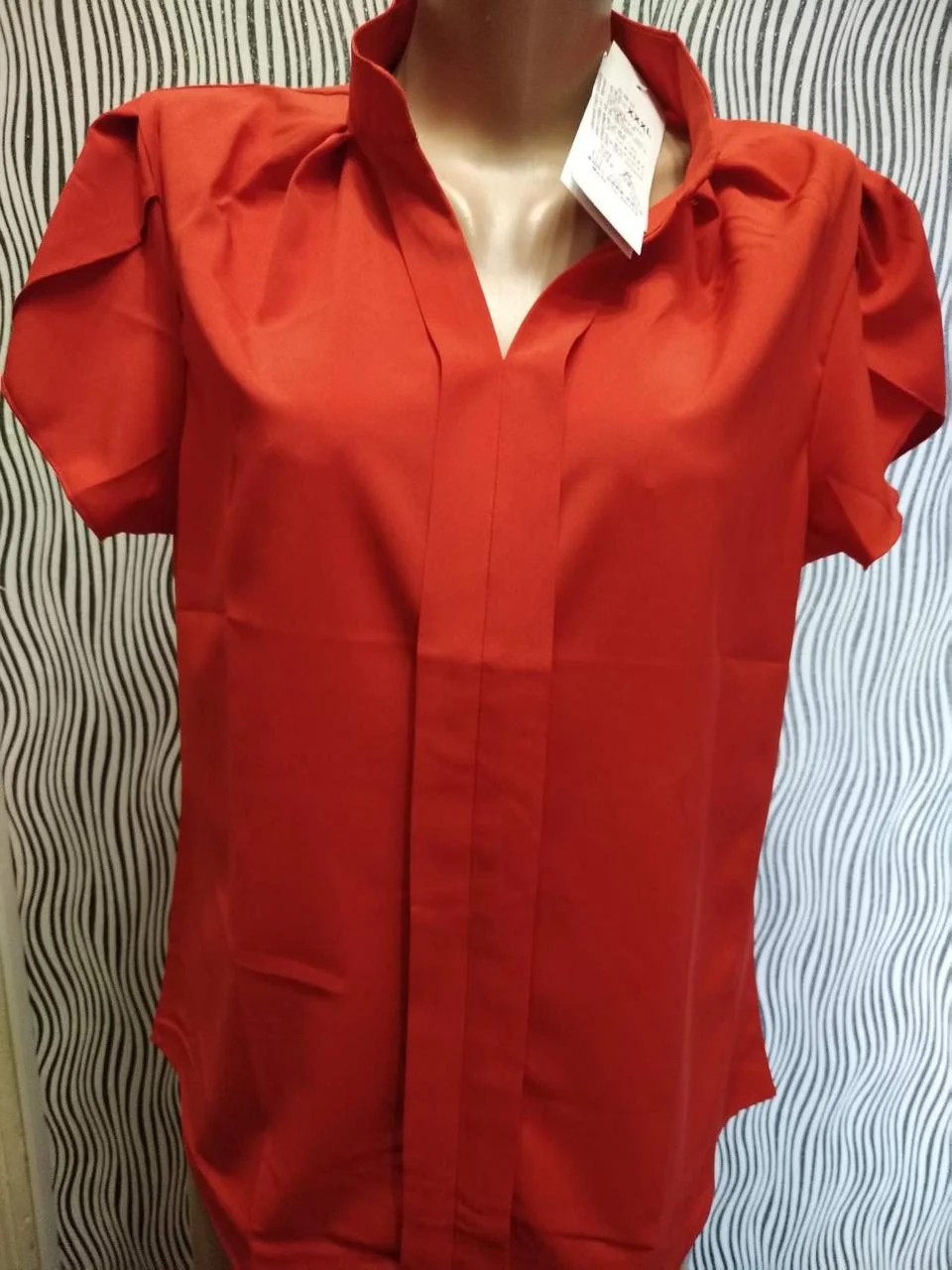 Женская повседневная блуза воротник стойка S(42), КРАСНЫЙ - фото 4 - id-p681694379