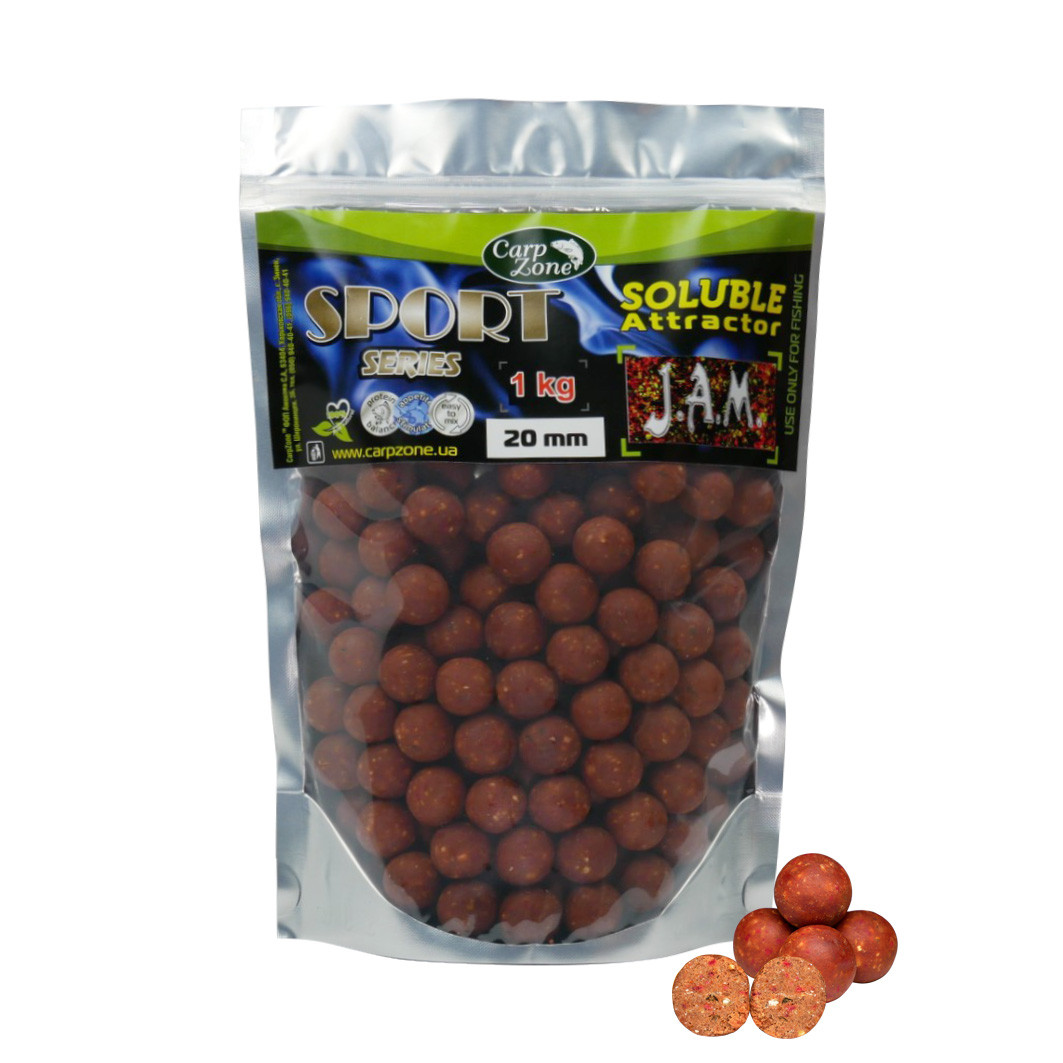 Бойли розчинні Boilies Sport series Soluble J. A. M. 20mm / 1kg, фото 1
