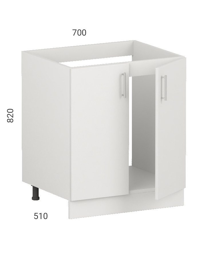 Тумба кухонна (модуль) для миття з стулковими фасадами з пластику на основі МДФ (70х51х82 см)