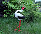 Лелека малий з запрокинутым дзьобом - садова фігура з кераміки на металевих лапках (У), фото 2