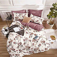 Постільна білизна Королева Ночі (Бязь) | Полуторний комплект | 70х70 | Квіти на світлому та бордовому, фото 5