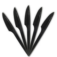 Нож столовый пластиковый одноразовый черный - 100 шт / Ножи одноразовые