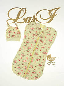 Європелюшка кокон на блискавці з шапкою Rose зріст 56 см (0 - 2 місяці) Lari Жовтий