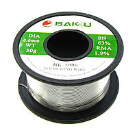 Припой BAKU BK-5006 0,6мм 50гр Sn 63%, Pb 35.1%, Flux 1.9%