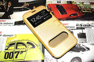 Шкіряний чохол-книжка для Samsung Galaxy A8 A8000 золотистий