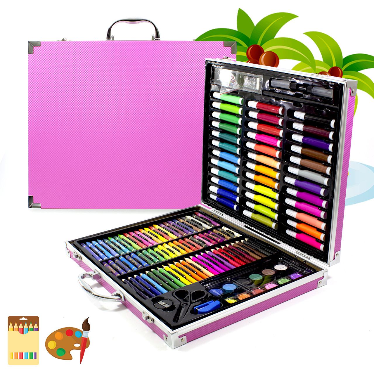 Набір для малювання Painting Set 150 предметів Pink художника фломастери олівці