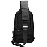 Рюкзак на одне плече Ozuko 9078 Black компактний повсякденного носіння легкий USB зарядка, фото 2