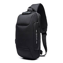 Рюкзак на одне плече Ozuko 9223 Black з кодовим замком відділенням для планшета однолямочный USB порт