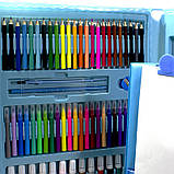 Набір для дитячої творчості та малювання Lesko Super Mega Art Set 208 предметів Blue великий дитячий, фото 4