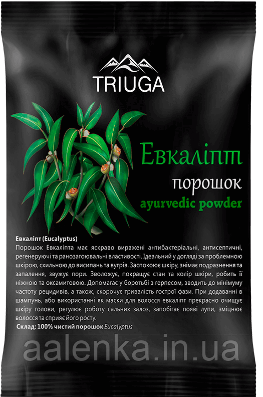 Натуральний аюрведичний порошок Евкаліпта, 50 г, Триюга