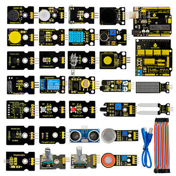 Набір ардуїно + комплект датчиків 30 шт + Arduino Uno R3 Keyestudio 👨‍🎓