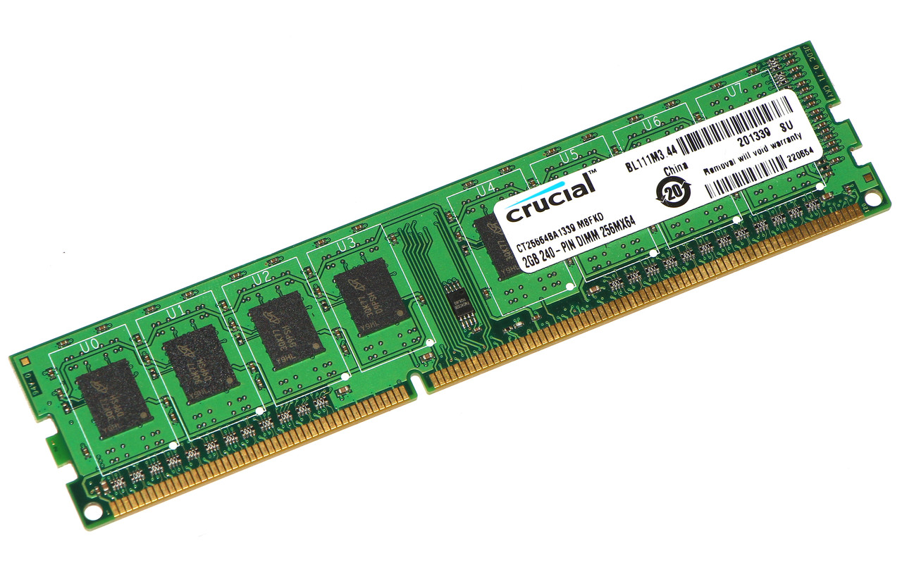 Оперативна пам'ять для ПК DDR3 Crucial 2Gb 1Rx8 PC3-10600 1333MHz Intel і AMD, б/в